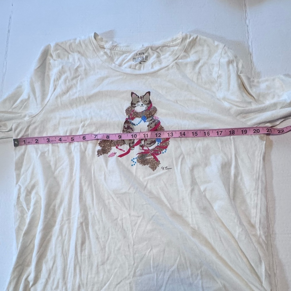 J. Crew Cream Cat Graphic Long Sleeve Tee - Picture 4 of 8